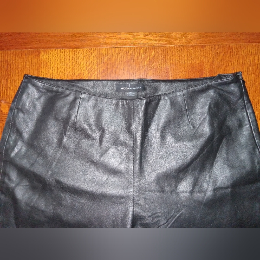 MODA BLACK LEATHER PANTS SZ 16 - Picture 3 of 6
